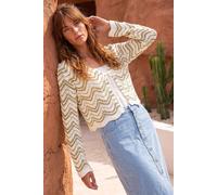 Roman Women's Textured Shimmer Wave Shrug in Ivory | Size: 18