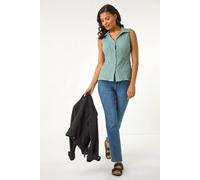 Roman Women's Textured Sleeveless Buttoned Blouse in Dark Green | Size: 18