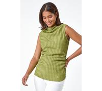 Roman Originals Textured High Neck Sleeveless Stretch Top for Women UK - Ladies Everyday Holiday Spring Summer Comfy Soft Evening Vacation Work Party - Lime - Size 20