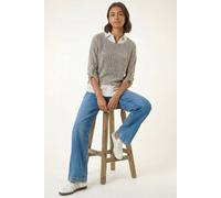 Roman Women's Textured Snit Mock Shirt in Beige | Size: 18