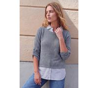 Roman Women's Textured Snit Mock Shirt in Blue | Size: 18