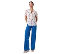 Textured Spot Floral Print V-Neck Frill Top Roman Ivory 10