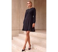 Roman Women's Textured Spot Keyhole Dress in Black | Size: 20