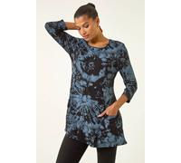 Roman Women's Tie Dye Pocket Swing Top in Blue | Size: 16 Roman Blue 16