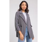 Roman Originals Tie Waist Jacket for Women UK - Ladies Summer Coat Spring Daywear Holiday Longline Long Sleeve Comfy Everyday Smart Jackets - Grey - Size 12