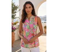 Roman Pintuck Sleeveless Shirt for Women UK Ladies Vest Tank Top Summer Smart Blouse Stretchy Jersey T-Shirt Casual Spring Holiday Party Vacation Notch Neck - Rose - Size 14
