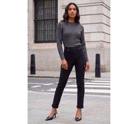 Roman Cargo Trousers for Women UK Ladies Stretch Combat Pants Turn Up High Waist Rise Pull On Smart Casual Slimming Work Office Fitted Straight Leg Pockets Summer - Black - Size 10