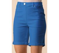 Roman Stretch Shorts for Women UK Ladies Pull On Turned Hem Cut Off Bengaline Mom Boyfriend Boy Denim Casual Cropped Pants Capri Slim Fit Turn Up Summer Crops Mother - Petrol Blue - Size 12