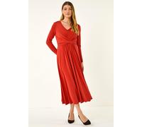 Roman Women's Twist Front Stretch Midi Dress in Orange | Size: 18 Roman Orange 18