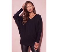 Roman Women's V-Neck Lace Back Knit Jumper in Black
