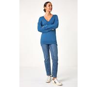 Roman Women's V-Neck Stretch Jumper in Blue | Size: 18 Roman Blue 18
