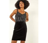 Roman Women's Velvet Knee Length Pencil Skirt in Black | Size: 20