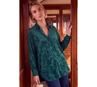 Roman Women's Velvet Mesh Stretch Shirt in Green | Size: 12