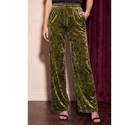 Roman Women's Velvet Stretch Trouser in Olive | Size: 18