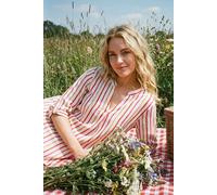 Roman Women's Vertical Stripe Pleat Detail Top in Pink | Size: 16 Roman Pink 16