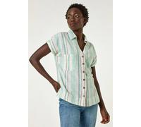Roman Women's Verticle Stripe Short Sleeve Shirt in Light Blue | Size: 12 Roman Light Blue 12