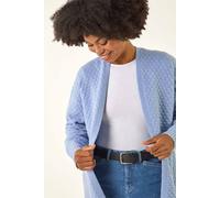 Roman Originals Waffle Knit Cardigan for Women UK - Ladies Everyday Autumn Winter Comfy Soft Evening Vacation Work Party Night Out - Light Blue - Size 14