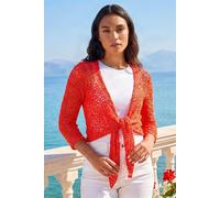 Roman Women's Waterfall Popcorn Knitted Cardigan Sweater in Coral | Size: Medium