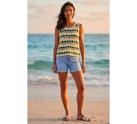 Roman Women's Wave Crochet Knit Vest in Green | Size: Medium Roman Green M