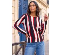Roman Originals Wave Print Knit Jumper for Women UK - Ladies Everyday Holiday Spring Summer Round Neckline Comfy Soft Evening Vacation Work Party