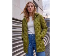 Roman Women's Wave Quilted Puffer Hooded Coat in Khaki | Size: 10