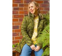 Roman Women's Wave Quilted Puffer Hooded Coat in Khaki | Size: 12 Roman Khaki 12