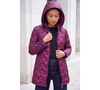 Roman Women's Wave Quilted Puffer Hooded Coat in Magenta | Size: 18