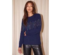 Roman Women's Wave Sequin Knit Jumper in Navy | Size: 20