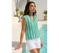 Roman Women's Wave Stripe Knit Top in Green | Size: 16 Roman Green 16