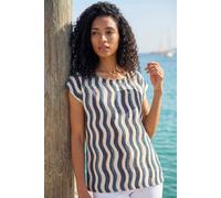 Roman Women's Wave Stripe Print Tunic Top in Navy | Size: 10 Roman Navy 10