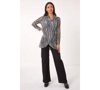 Roman Women's Wavy Linear Print Cowl Neck Tunic in Black | Size: 20 Roman Black 20