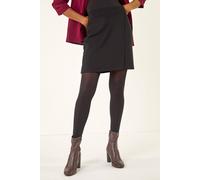 Roman Originals Wrap A-Line Stretch Skirt for Women UK - Ladies Everyday Autumn Winter Comfy Soft Evening Vacation Work Party Night Out - Black - Size 18