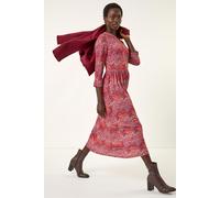 Roman Women's Zig Zag Print Midi Dress in Red | Size: 10 Roman Red 10