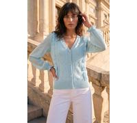 Roman Woven Sleeve Buttoned Knit Jumper In Light Blue Light Blue