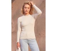 Roman Woven Trim Ribbed Knit Jumper In Ivory Ivory
