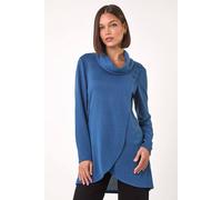 Roman Women's Wrap Front Cowl Neck Top in Blue | Size: 14 Roman Blue 14