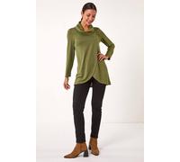 Roman Women's Wrap Front Cowl Neck Top in Khaki | Size: 16 Roman Khaki 16
