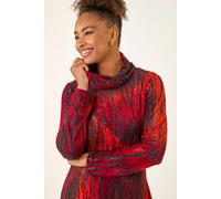 Roman Zebra Print Burnout Tunic Top In Red Red 10
