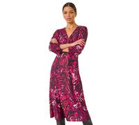 Roman Zebra Print Twist Front Midi Dress In Pink Pink 10