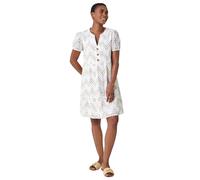 Roman Zig-Zag Embroidered Cotton Tunic Dress In Cream Cream 16