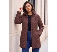 Roman Zig Zag Padded Hooded Coat Chocolate