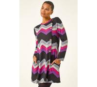 Roman Women's Zig Zag Side Button Dress in Purple | Size: 20 Roman Purple 20