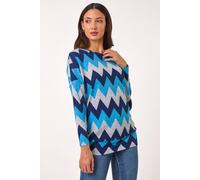 Roman Zig Zag Stripe Print Top In Blue Blue 12