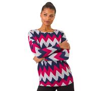 Roman Zig Zag Stripe Print Top In Pink Pink 18