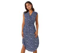 Roman Zip Detail Leopard Print Dress In Navy Navy 18