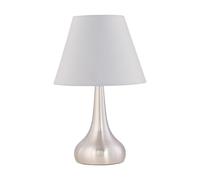 First Choice Lighting Romana - Brushed Chrome Touch Operated Table Lamp With Ivory Shade