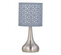 Romana - Brushed Chrome Touch Table Lamp with Grey Laser Cut Shade