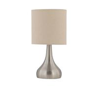 Romana - Brushed Chrome Touch Table Lamp with Natural Linen Shade