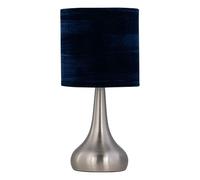 Romana - Brushed Chrome Touch Table Lamp with Navy Blue Crushed Velvet