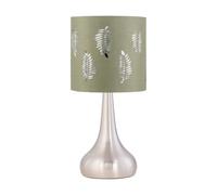 Romana - Brushed Chrome Touch Table Lamp with Sage Green Fern Shade